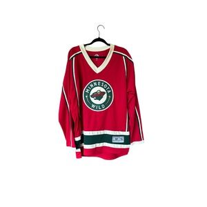 Minnesota Wild Hockey Jersey Fanatics NHL Red Medium M Long Sleeve